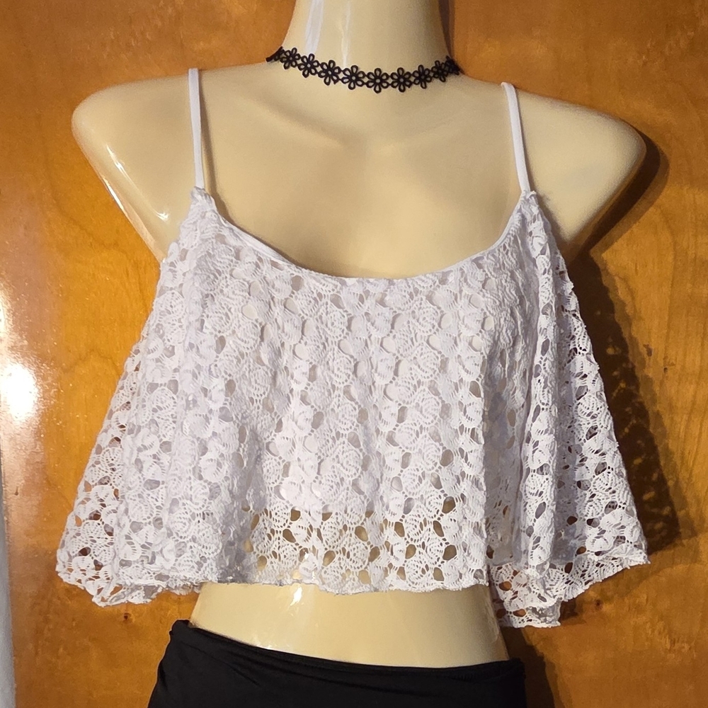 White Lace Crop Top